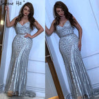 Im Angebot Keine Rückgabe Keine Rückerstattung Verkauf Gold Sexy Spaghettiträger Perlenbesetzte Abendkleider Für Frauen Elegante Partyanlässe Formale Lange Übergröße 2025 LA6002 