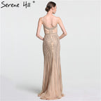 Im Angebot Keine Rückgabe Keine Rückerstattung Verkauf Gold Sexy Spaghettiträger Perlenbesetzte Abendkleider Für Frauen Elegante Partyanlässe Formale Lange Übergröße 2025 LA6002 