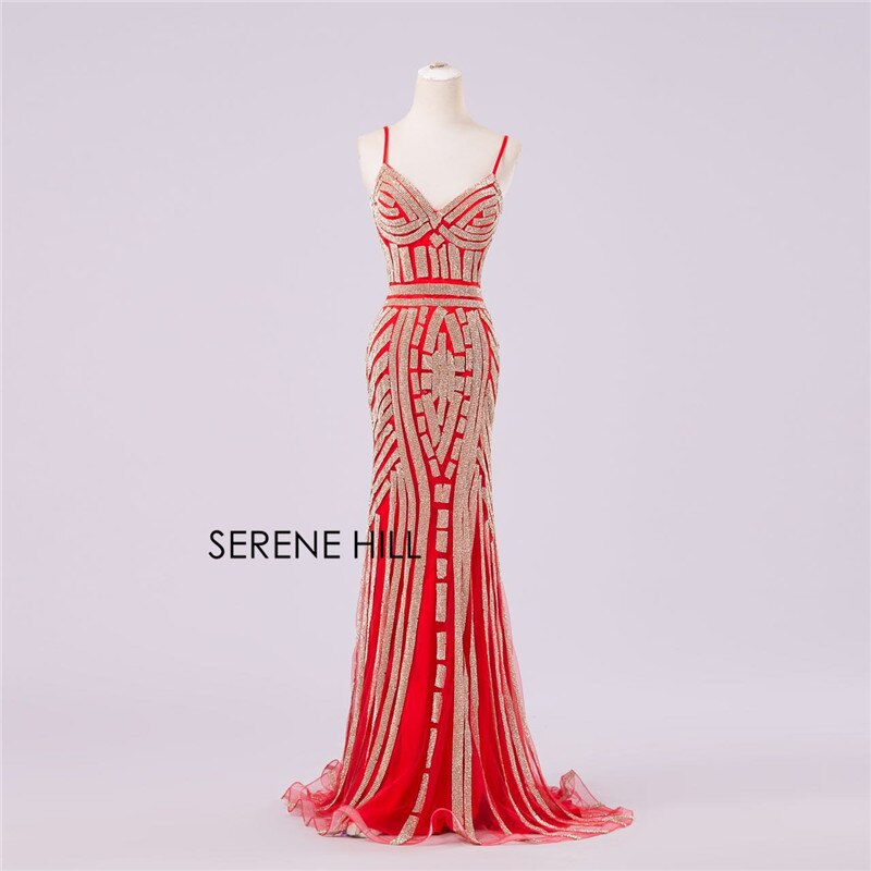 Im Angebot Keine Rückgabe Keine Rückerstattung Verkauf Gold Sexy Spaghettiträger Perlenbesetzte Abendkleider Für Frauen Elegante Partyanlässe Formale Lange Übergröße 2025 LA6002 
