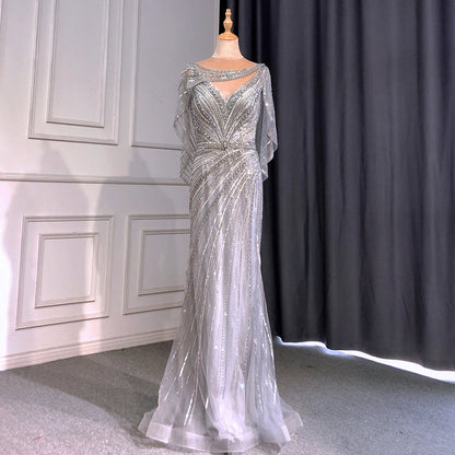 Goud Luxe Mermaid Avond Jurken 2025 Kralen V-hals Sparkle Elegante para fiesta de mujer LA70910A 