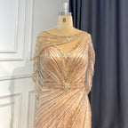 Goud Luxe Mermaid Avond Jurken 2025 Kralen V-ausschnitt Sparkle Elegante Für Frauen Party LA70910A 