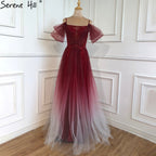 Vestido de noche en rojo vino, corte A, corte en A, con cuentas y tirantes finos, para mujer, fiesta, LA70776 