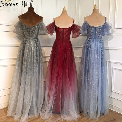 Vestido de noche en rojo vino, corte A, corte en A, con cuentas y tirantes finos, para mujer, fiesta, LA70776 
