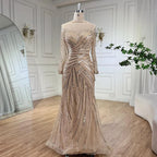 Gray Muslim Luxury Beaded Mermaid Evening Gowns Elegant Floor Length Party Dresses For Women Wedding 2025 LA72295