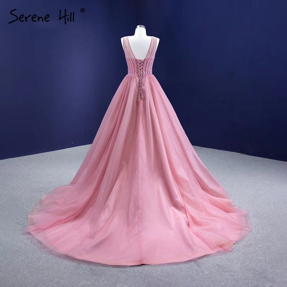 Vestidos de noche verdes de alta gama, corte A, sin mangas, con cuentas, sexys, para mujer, fiesta, HM67237 