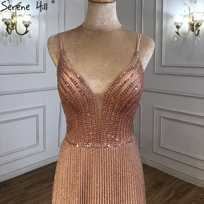 Vestidos de fiesta verdes sexys de corte A con cuentas y tirantes finos 2025 para graduación, LA71245 
