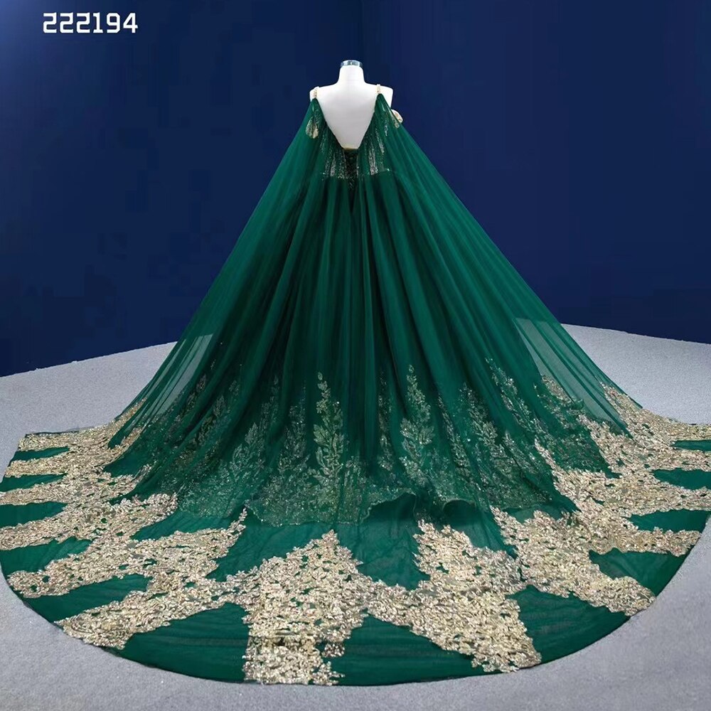 Vestido de novia sexy con tirantes finos, perlas y cuentas, con encaje, estilo capa verde, 2025, alta gama, hecho a medida, HM222194 
