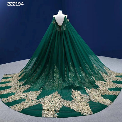 Vestido de novia sexy con tirantes finos, perlas y cuentas, con encaje, estilo capa verde, 2025, alta gama, hecho a medida, HM222194 