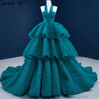 Grün Neckholder Sexy Brautkleider 2025 Ärmellos Tiered Lace Up High-End-Brautkleid HM67232 