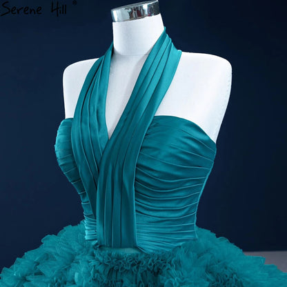 Vestido de novia verde con cuello halter, sexy, sin mangas, con cordones, de alta gama, HM67232 