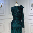 Vestidos de fiesta largos verdes 2025 de lujo con lentejuelas, estilo sirena sexy, vestido de fiesta de gala para chica negra LA72025 