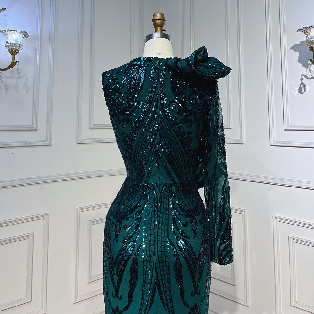 Vestidos de fiesta largos verdes 2025 de lujo con lentejuelas, estilo sirena sexy, vestido de fiesta de gala para chica negra LA72025 