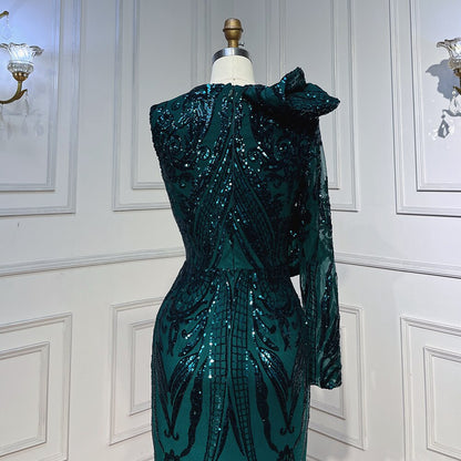 Vestidos de fiesta largos verdes 2025 de lujo con lentejuelas, estilo sirena sexy, vestido de fiesta de gala para chica negra LA72025 