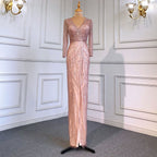 Vestido de noche verde sirena con abertura alta, elegante, de lujo, con cuentas, para mujer, fiesta, LA71385 
