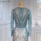 Vestido de noche verde sirena con abertura alta, elegante, de lujo, con cuentas, para mujer, fiesta, LA71385 