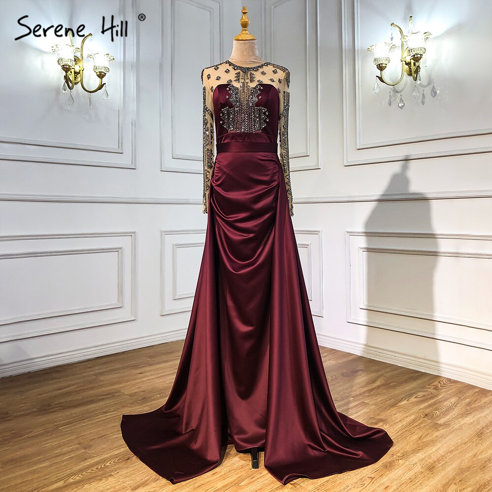 Vestidos de noche de satén verde, corte A, con cuentas, sexys, para mujer, para boda, fiesta, LA71067 