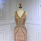 Grün Sexy Meerjungfrau Split Federn Perlen Formale Arabisch Luxus Prom Kleid Für Frauen Party 2025 LA71845 