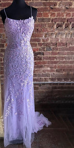 Vestido de fiesta de sirena con tirantes finos verdes, elegante, con encaje de cristal, para graduación y escuela, LA71162 