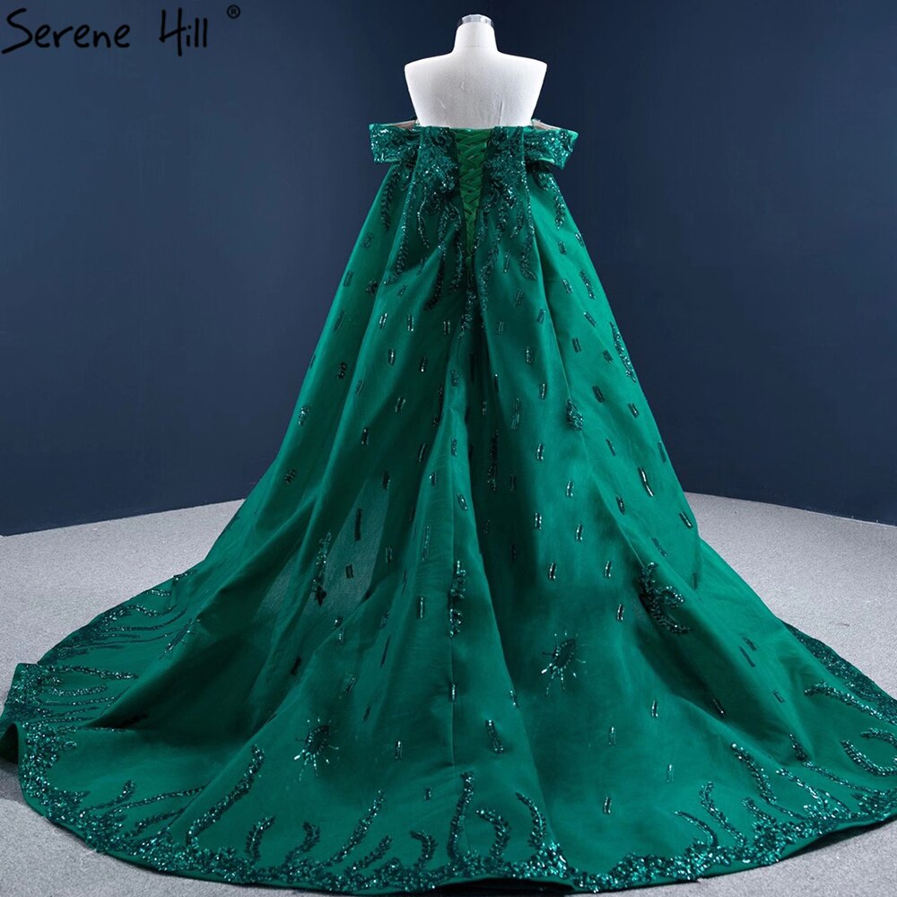 Vestido de noche verde sirena con cola, elegante, de satén, de lujo, sexy, para mujer, fiesta, HM67231 