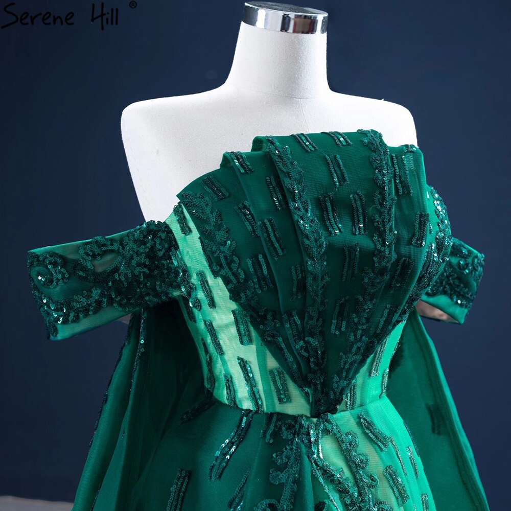 Vestido de noche verde sirena con cola, elegante, de satén, de lujo, sexy, para mujer, fiesta, HM67231 