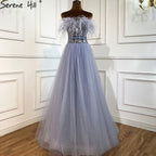 Grey A-Line Luxury Evening Dresses Gowns 2025 Beaded Feather Sexy For Women Wedding Party LA70803