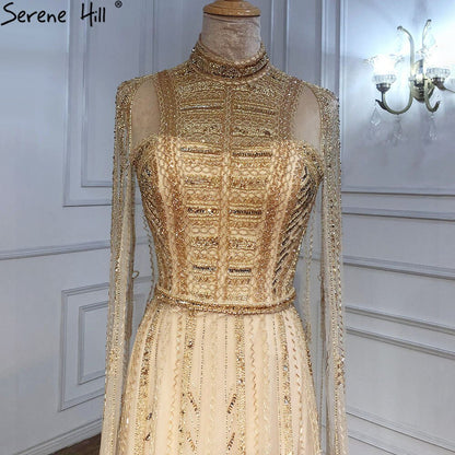 Graues Nude-Arabisches Abendkleid mit Cape-Ärmeln LA71047
