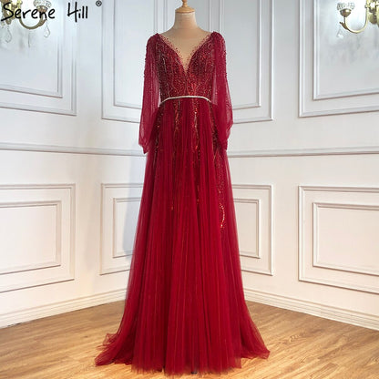 Vestidos de noche grises de lujo, corte A, sexys, con cuentas de diamantes, elegantes, para mujer, para fiesta, LA70788 