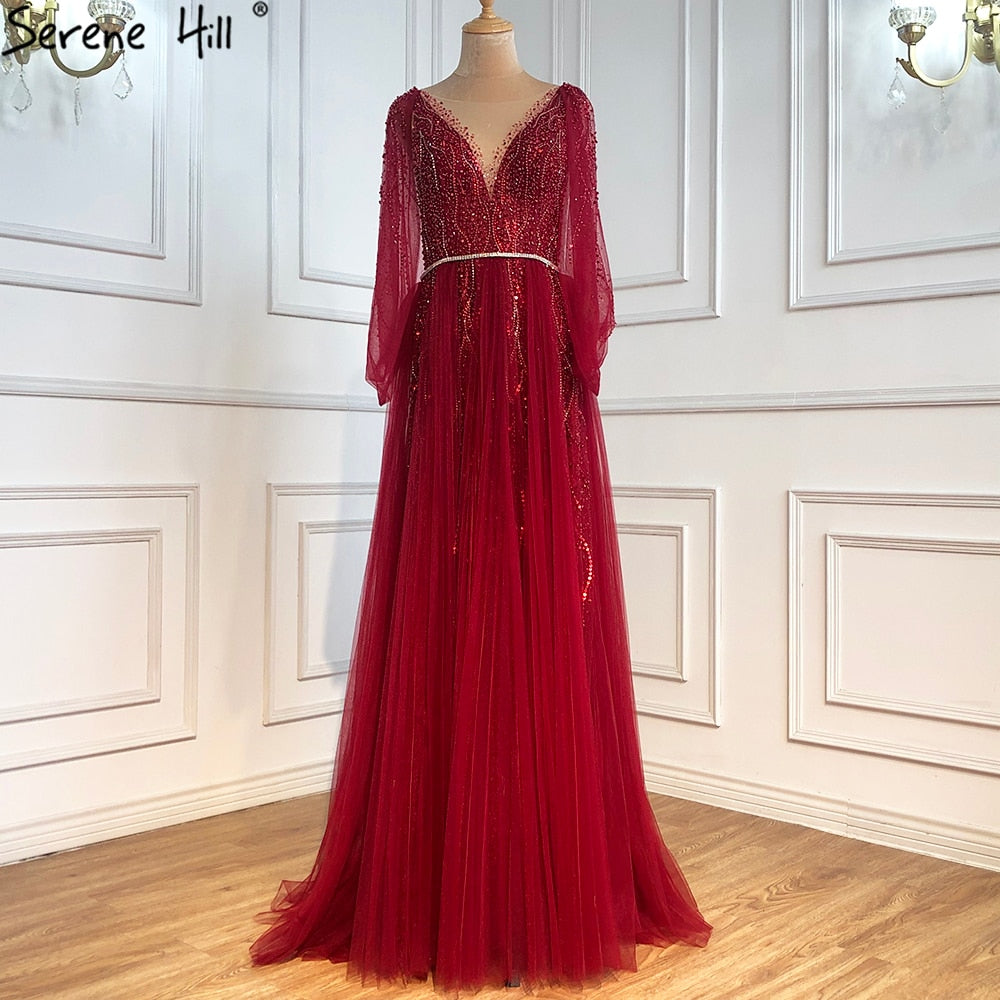 Vestidos de noche grises de lujo, corte A, sexys, con cuentas de diamantes, elegantes, para mujer, fiesta, LA70788 