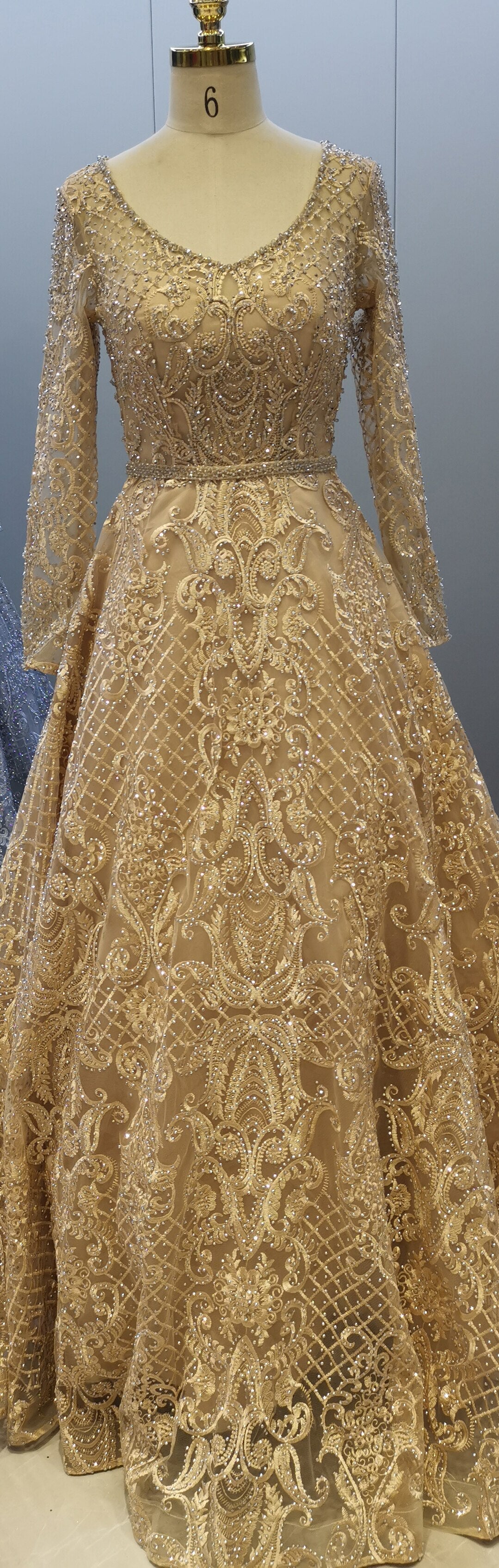 Vestidos de noche musulmanes grises con encaje y cuentas, 2025, largos, corte A, de lujo, para mujer, fiesta, LA71472 