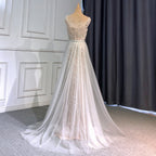 Grey Nude Elegant Mermaid Detachable Skirt Evening Dress Dress 2025 Ladies Beaded Luxury Party LA71380L