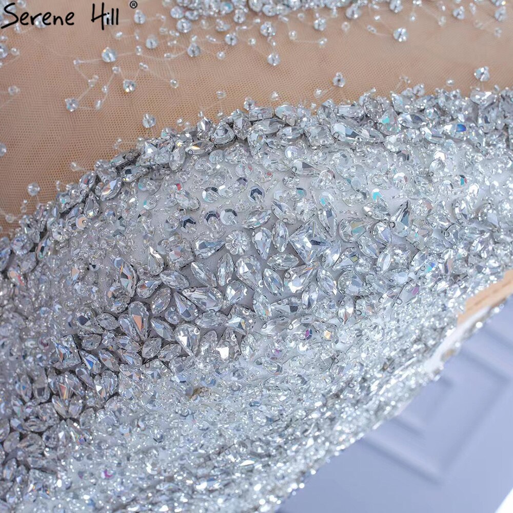 Grau Weiß Meerjungfrau Hochzeit Kleider 2025 Luxus Perlen Rüschen Elegante Braut Kleider HM67295 Nach Maß 
