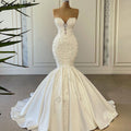 Elfenbein Meerjungfrau Elegante Brautkleider Kleider 2025 Satin Perlen Perlen High-end-Brautkleid HA2508 