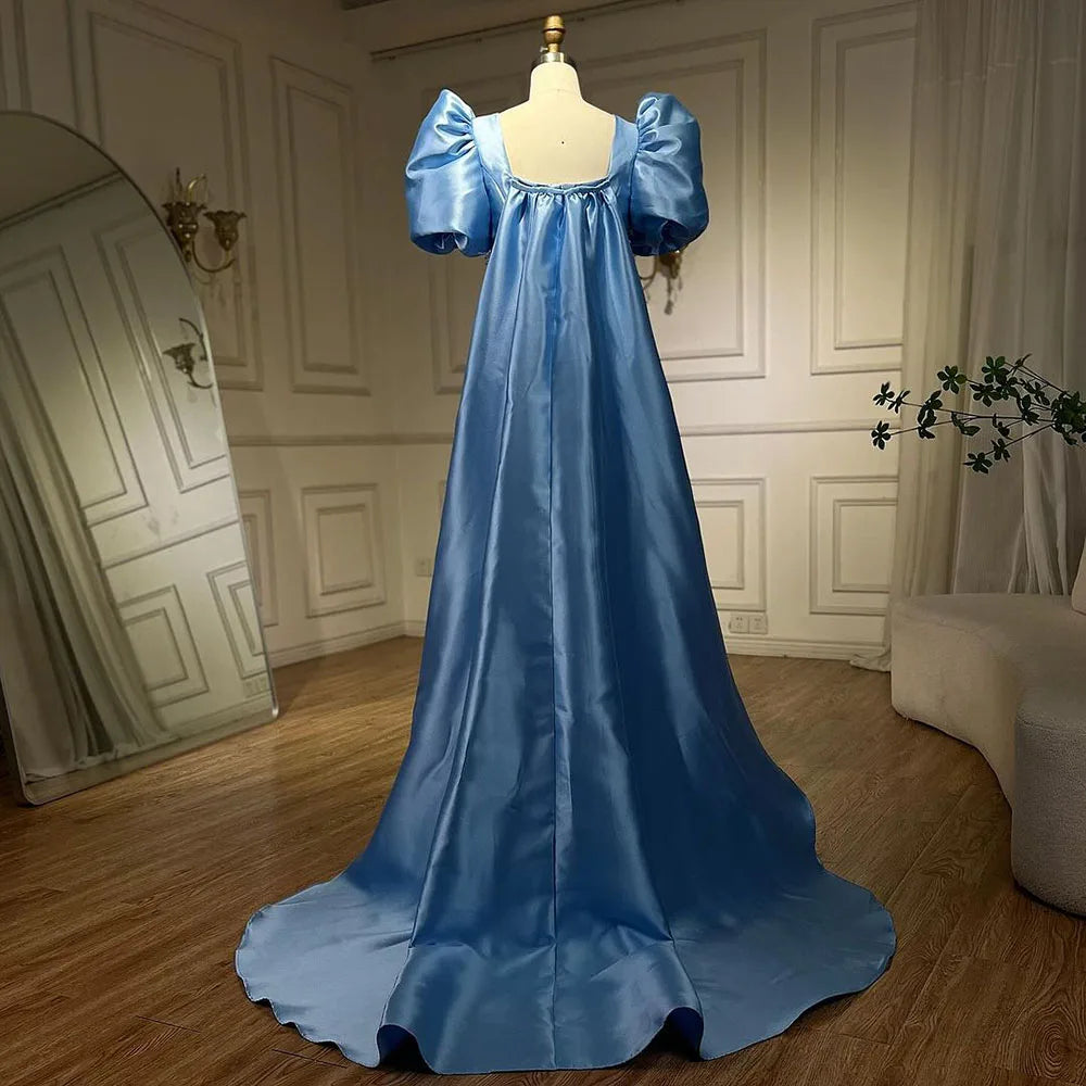 Elfenbein Satin Meerjungfrau Liebsten Puff Ärmeln Kristall Perlen Abendkleider Kleider Für Frauen Hochzeit Party 2025 LA72217 
