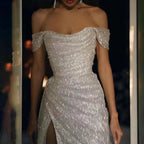 Ivroy Meerjungfrau Sexy Abendkleider Kleider Pailletten Elegante Luxus High Split 2025 Für Frau Party LA71698