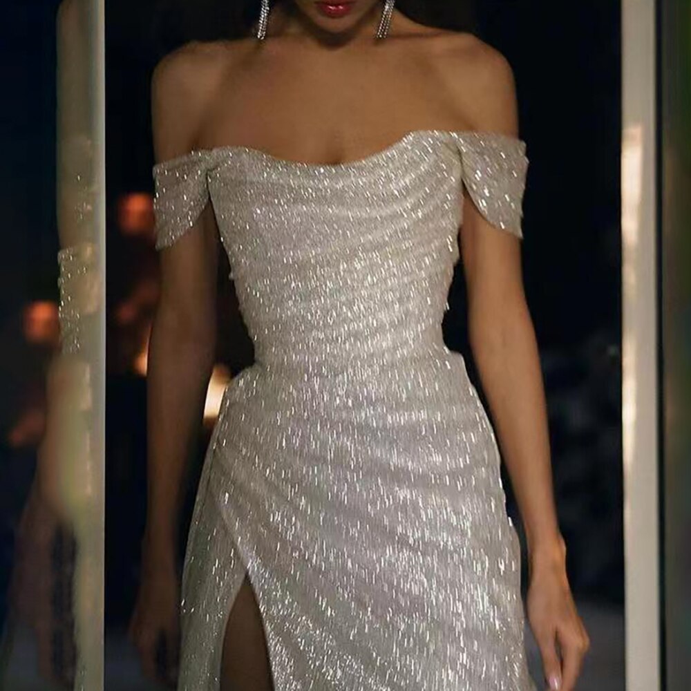 Ivroy Meerjungfrau Sexy Abendkleider Kleider Pailletten Elegante Luxus High Split 2025 Für Frau Party LA71698
