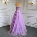 Vestido de noche elegante, festoneado, sin tirantes, color lila, corte A, sexy, con cuentas, para mujer, boda, fiesta, LA71643 