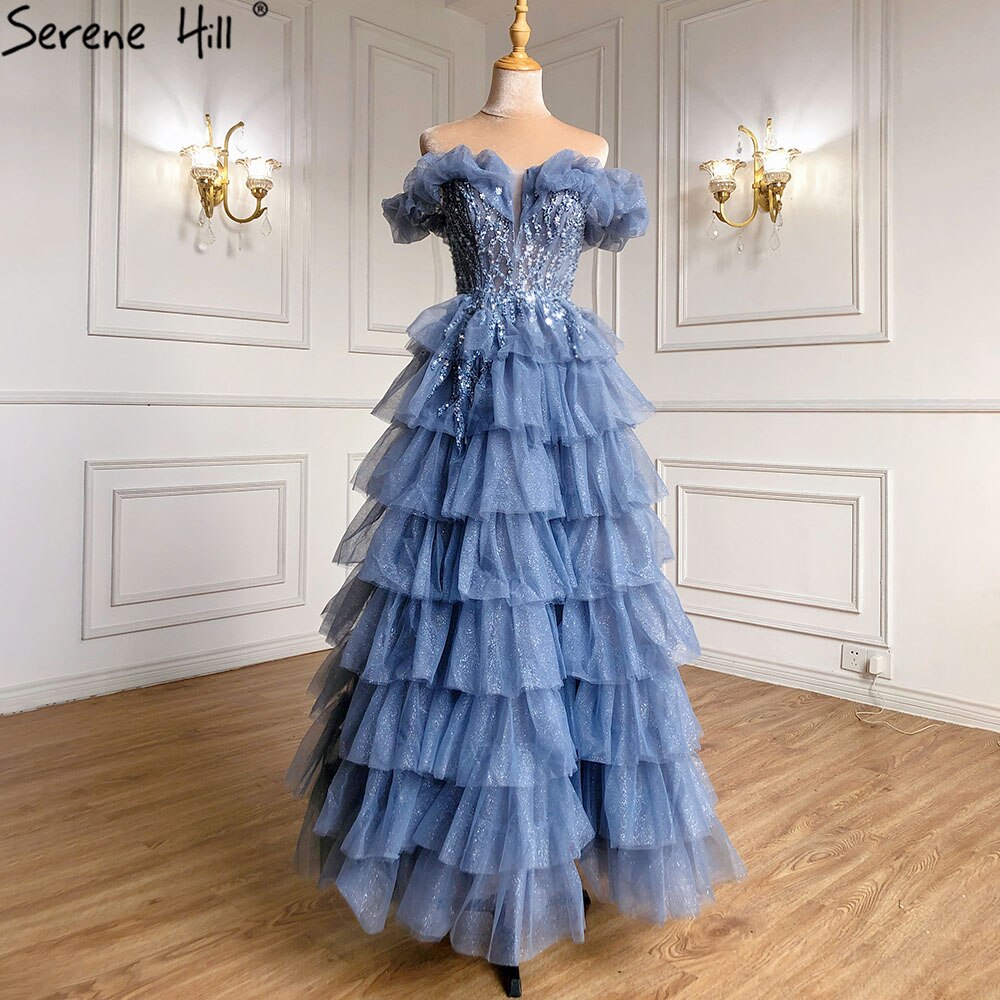 Lilac A-Line Evening Dresses Gowns 2025 Beaded Tiered Sexy For Women Wedding Party LA71414