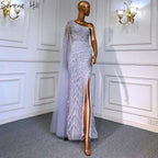 Lila High Split Mermaid Elegante Sexy Eine Schulter Abendkleider Kleider Luxus Perlen 2025 Für Frauen Party LA71493 