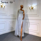 Lila High Split Mermaid Elegante Sexy Eine Schulter Abendkleider Kleider Luxus Perlen 2025 Für Frauen Party LA71493 