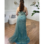 Lila Meerjungfrau Elegant Mit Überrock Sexy Ein-Schulter Abendkleider Kleider Luxus Perlen 2025 Party LA71712 
