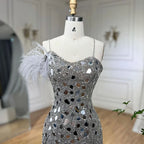 Vestidos de noche de sirena lila 2025 con tirantes finos, abertura alta y lentejuelas con cuentas para fiesta de mujer LA72212A 