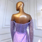 Lilac Mermaid Overskirt Evening Dresses Gowns 2025 Beaded Elegant Sexy For Women Party LA71630