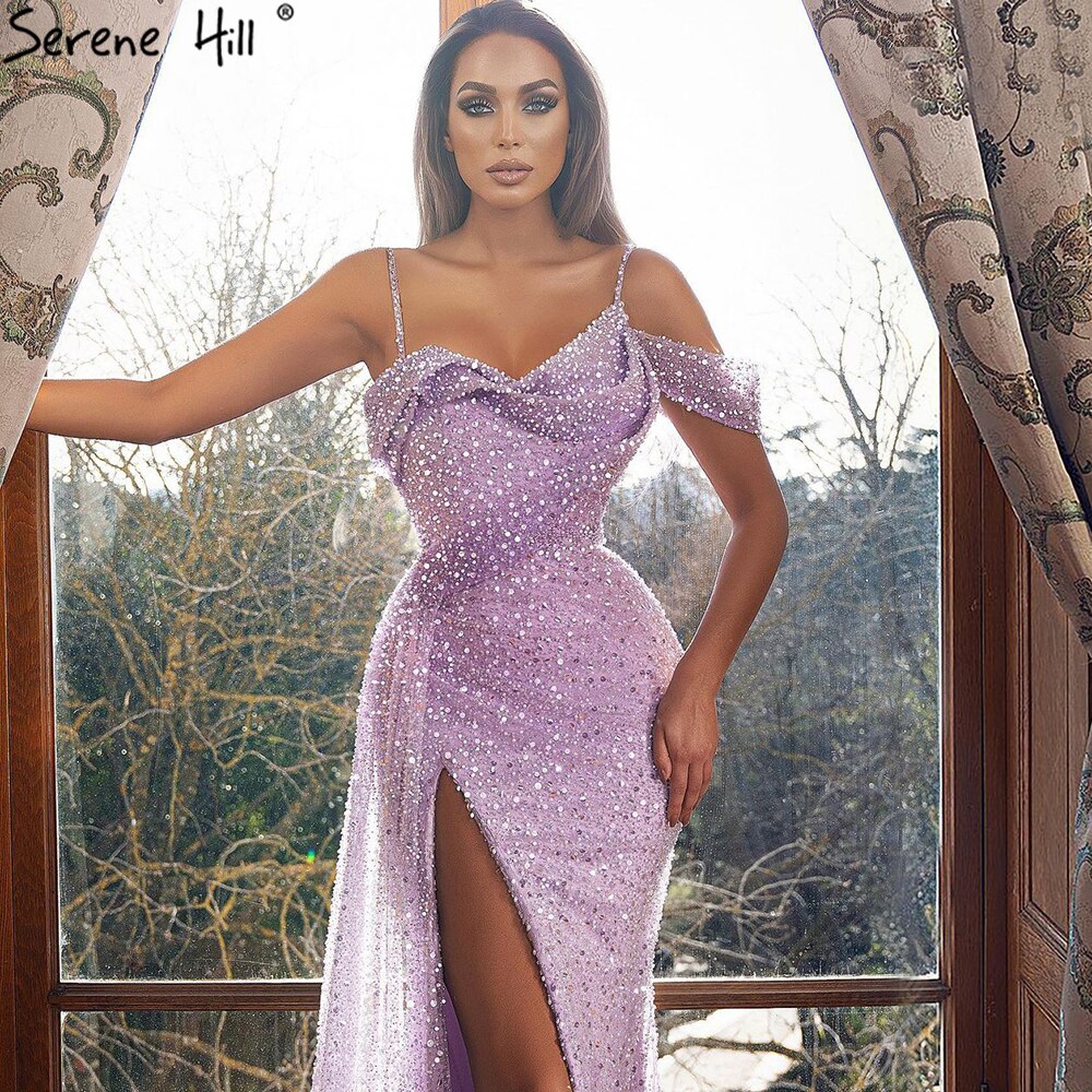 Lilac Mermaid Sexy Evening Dresses Gowns 2025 Elegant High Split Luxury For Women Party LA71402