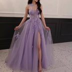 Lilac One Shoulder Split Long 2025 Flower Graduation School Party Kleid Promi-Abschlussballkleider LA71881 