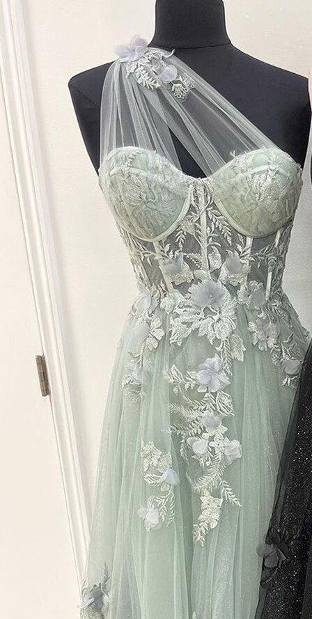 Lilac One Shoulder Split Long 2025 Flower Graduation School Party Kleid Promi-Abschlussballkleider LA71881 