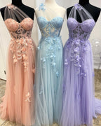 Lilac One Shoulder Split Long 2025 Flower Graduation School Party Kleid Promi-Abschlussballkleider LA71881 