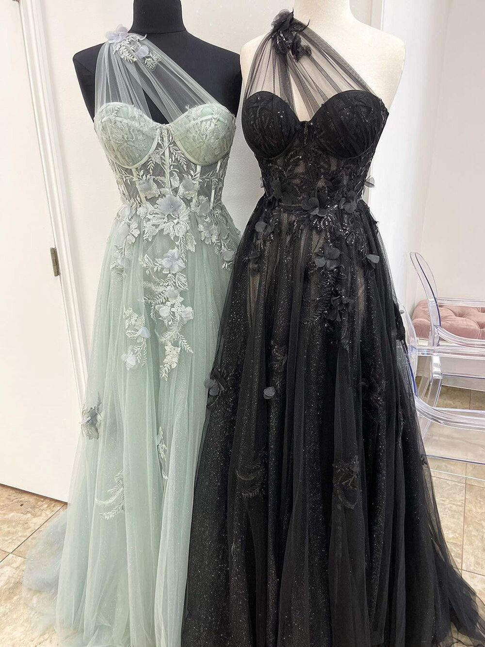 Lilac One Shoulder Split Long 2025 Flower Graduation School Party Kleid Promi-Abschlussballkleider LA71881 
