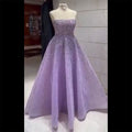 Vestidos de noche largos de lujo estilo Dubái, sin tirantes, corte A, color lila, con cuentas, para mujer, para fiesta de bodas, LA72119 