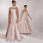 Luxury Peach  Satin Mermaid Evening Dress with Cape Saudi Arabic for Formal Occasion 2025 LA72483A