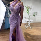 Luxus Perlen Karamell Abendkleider Elegante Lange Arabische Prom Formale Kleider für Frauen Hochzeit Party 2025 LA71778A